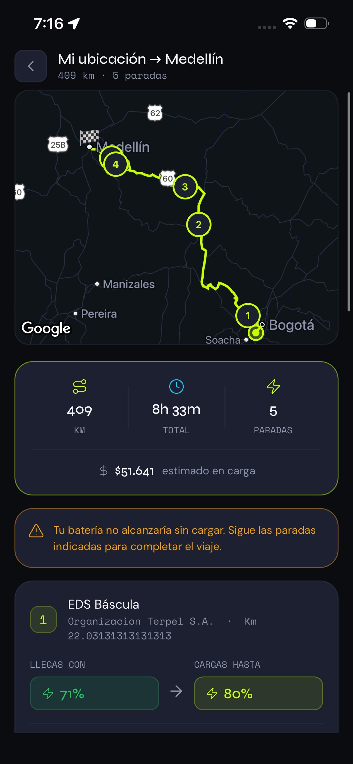 Voltpath app — planificacion de viajes