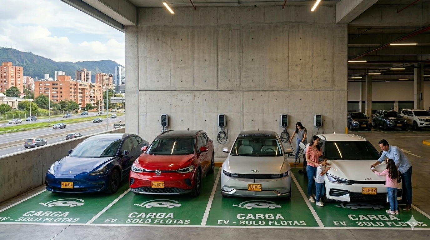 Parqueadero público con cargadores EV Voltpath